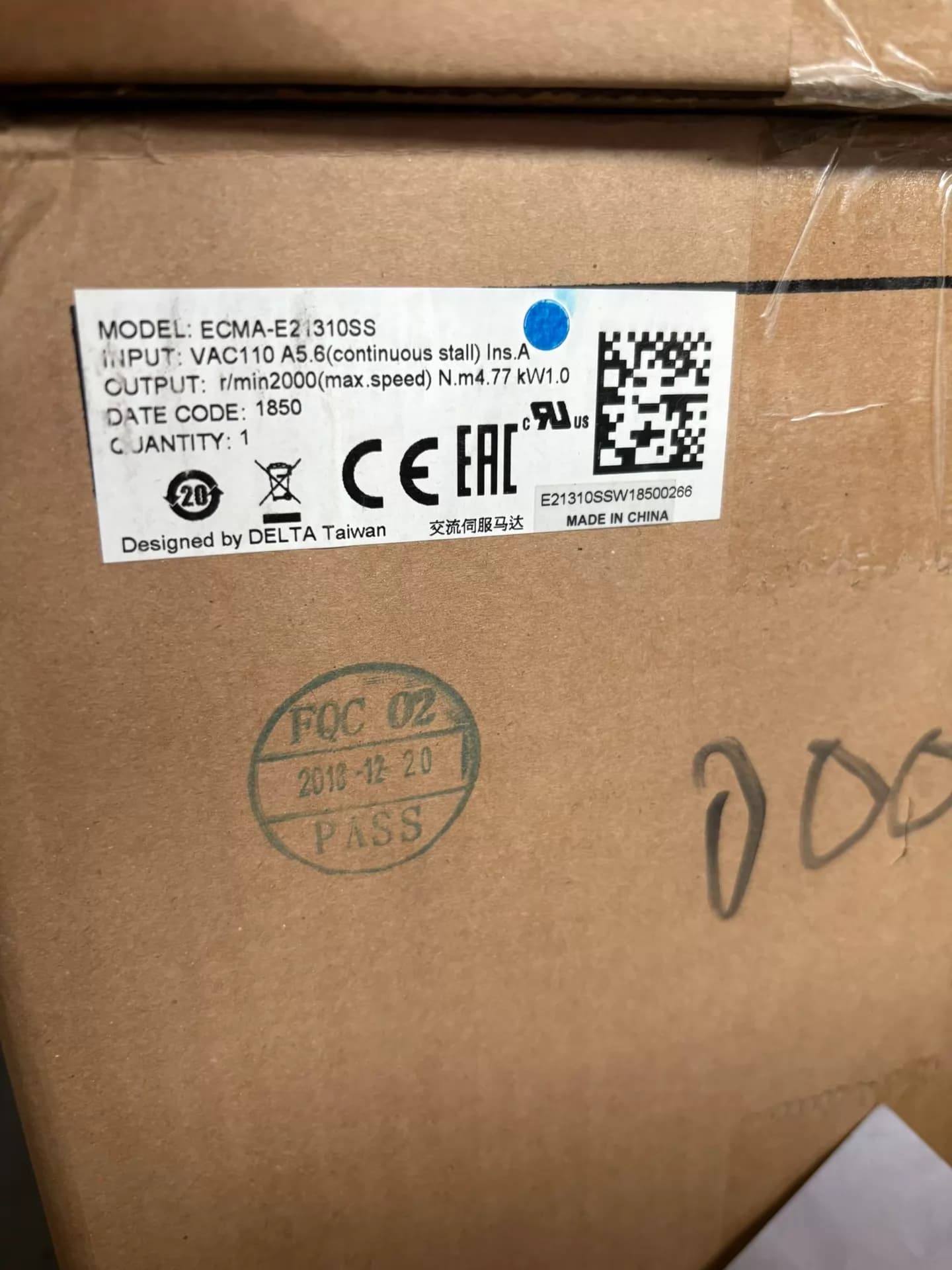 100% gloednieuwe originele en echte Delta ECMA-E21310SS frequentieomvormers Drive Servomotor
