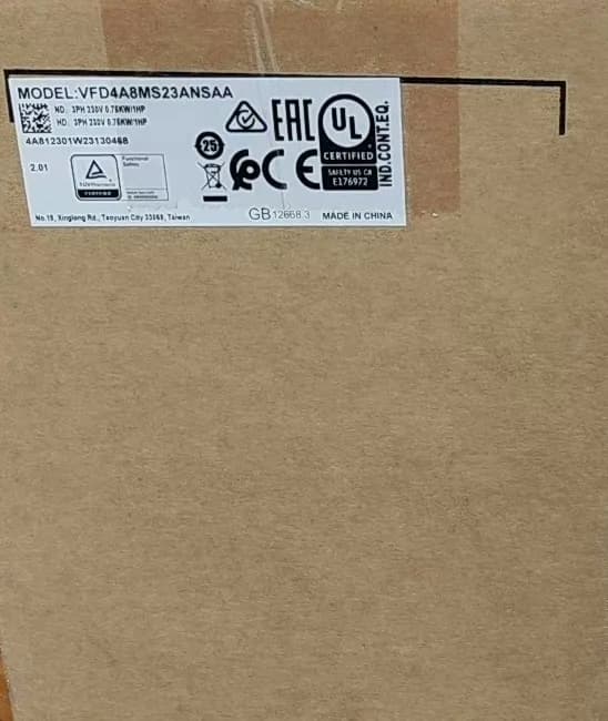 100% gloednieuwe originele en echte Delta VFD4A8MS23ANSAA 0.75KW driefasige 220V frequentieomvormers Drive Servomotor