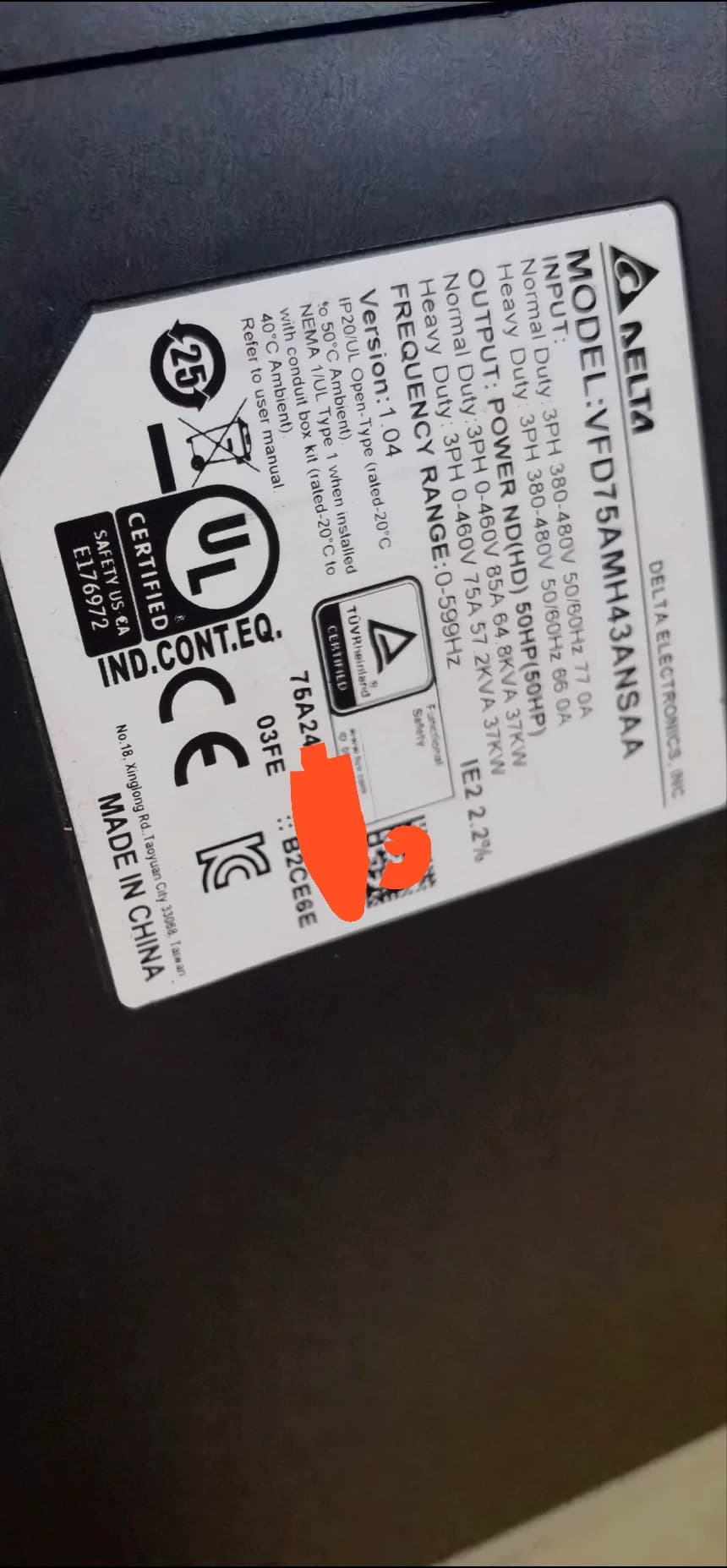 100% gloednieuwe originele en echte Delta VFD75AMH43ANSAA (37KW) frequentieomvormers Drive Servomotor