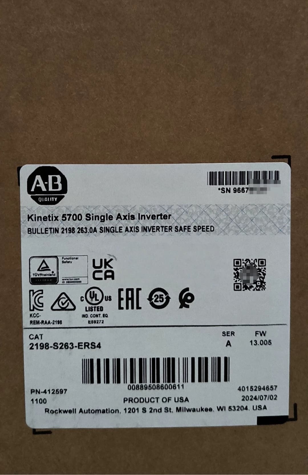 2198-S263-ERS4 Kinetix 5700 servo, gloednieuw en origineel
