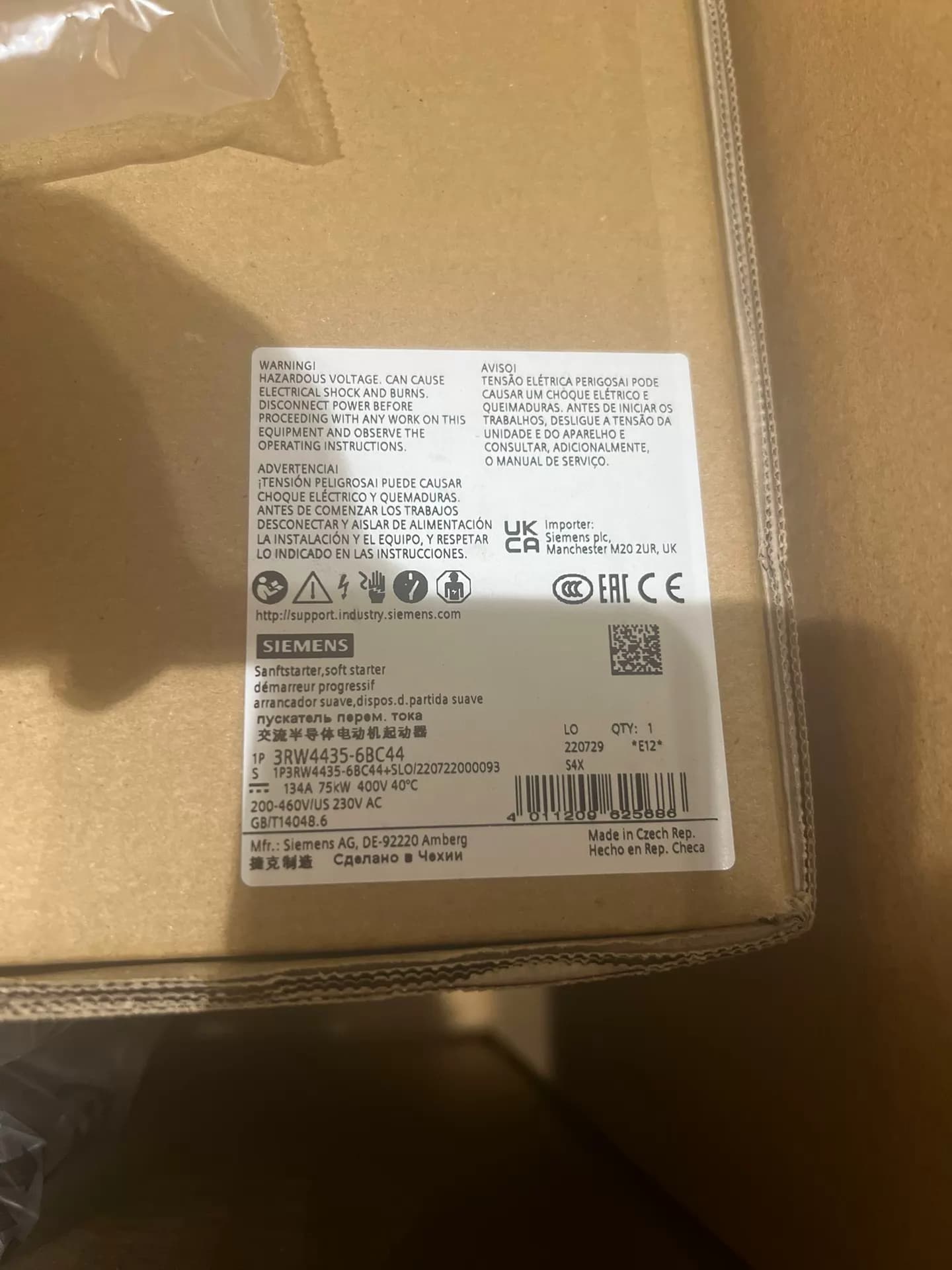 Gloednieuwe, echte, fabrieksgerichte Siemens 3RW4435-6BC44 Soft Starter SIRIUS SOFT STARTER